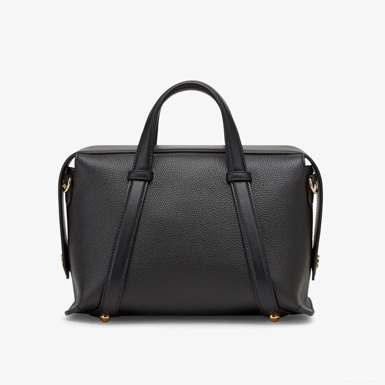 Vintage HOT Medium 365 Fendi Boston Black In Leather Grained Bag 0708